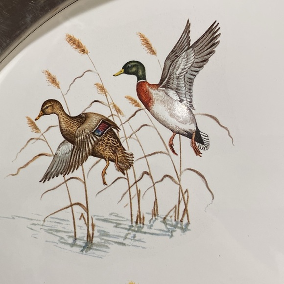 Vintage, Revere, Pewter Rimmed Serving Tray with Ducks - Picture 3 of 10